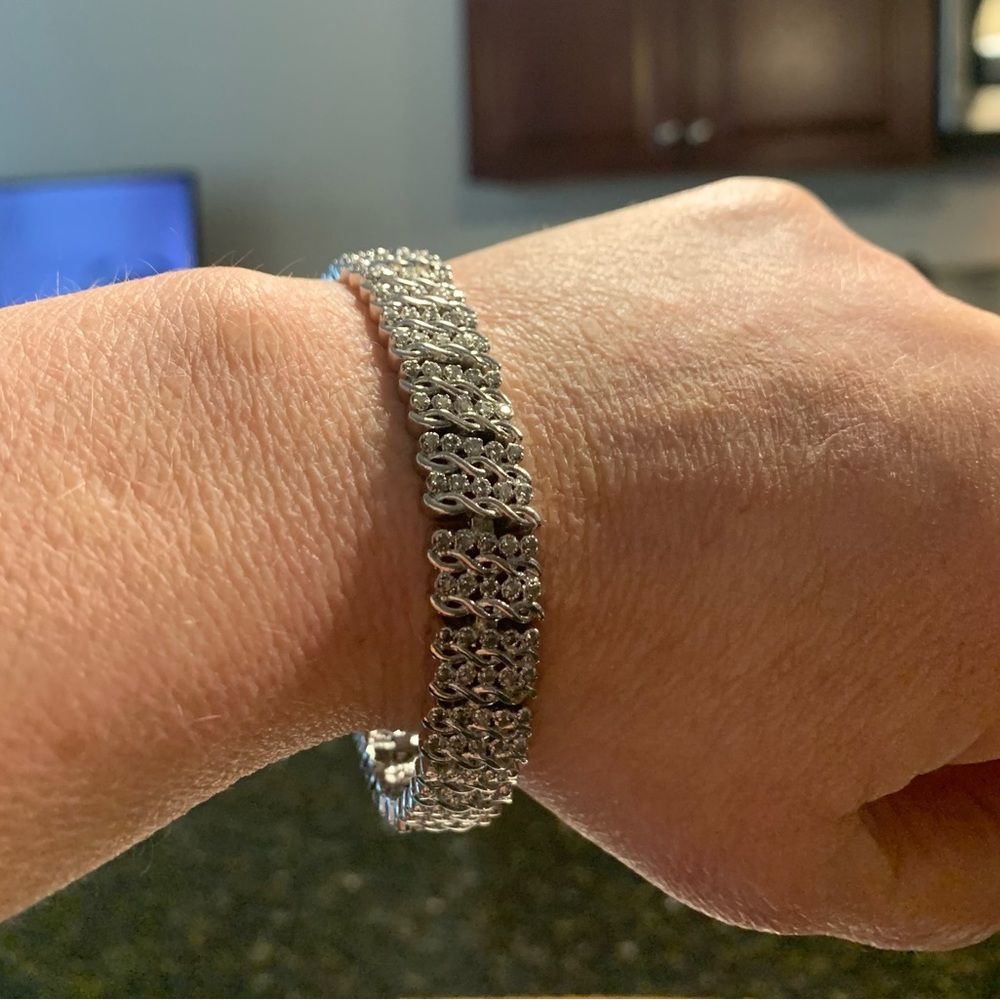 Diamond and silver tennis bracelet